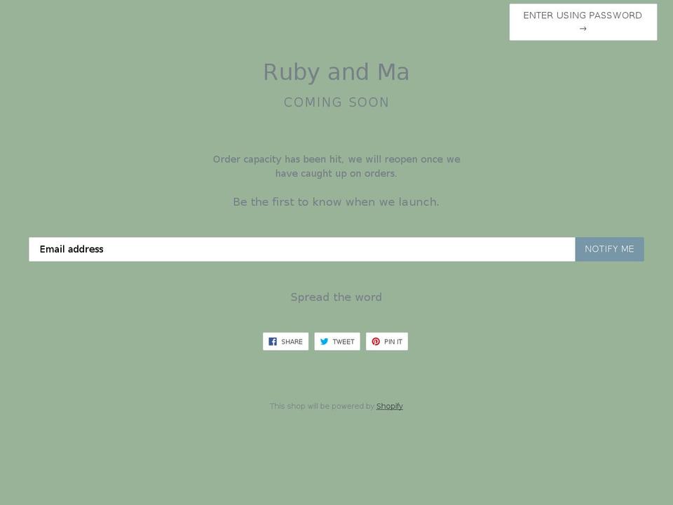 rubyandma.com — Shopify storefront screenshot