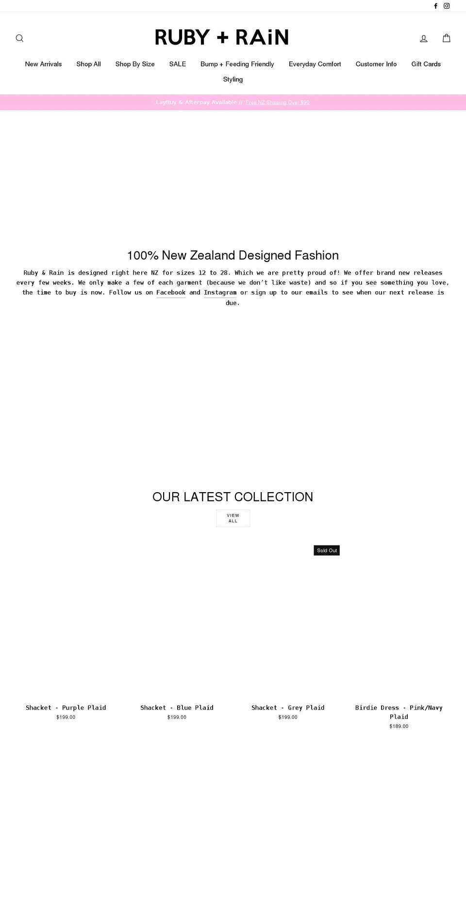 rubyandrain.co.nz shopify website screenshot