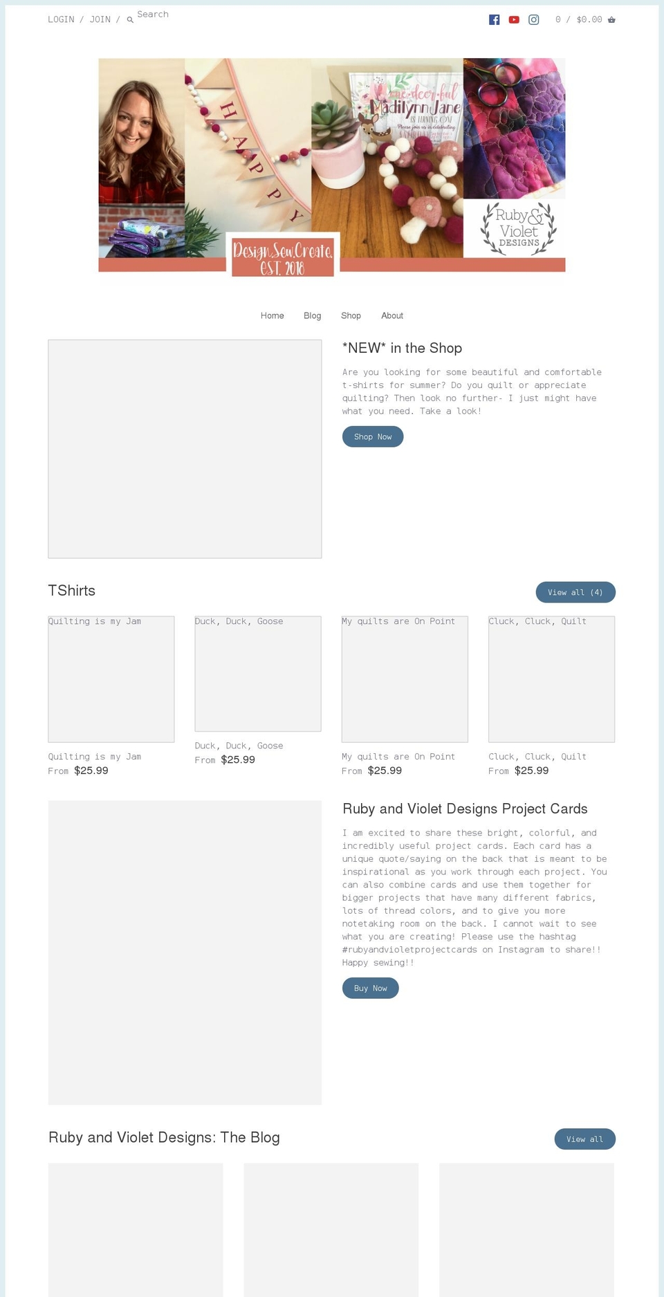rubyandvioletdesigns.com shopify website screenshot