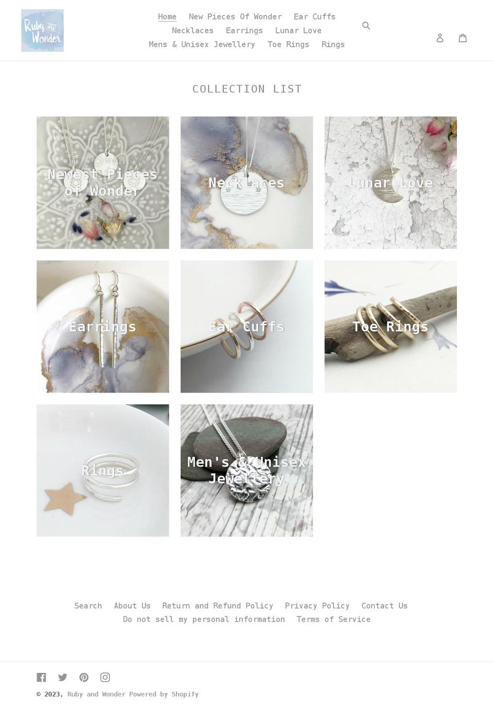 rubyandwonder.com shopify website screenshot