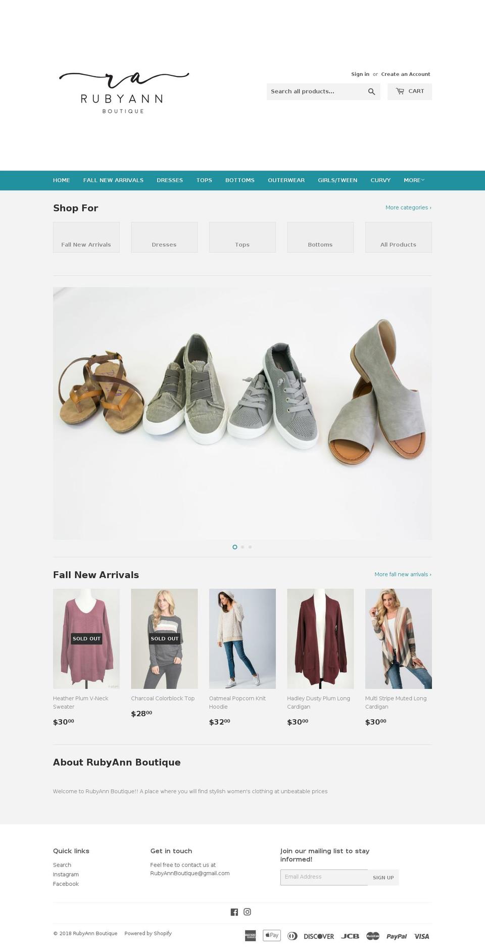 rubyannboutique.com — Shopify storefront screenshot