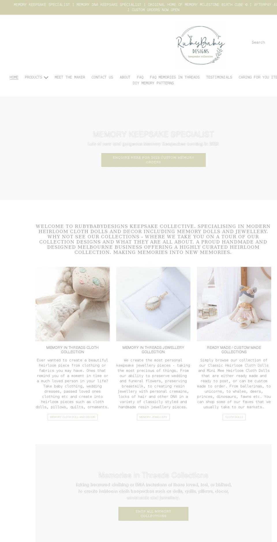 rubybabydesigns.com shopify website screenshot