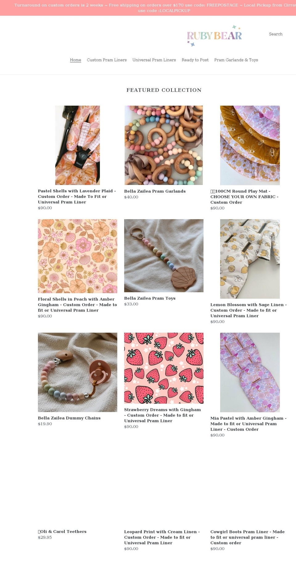 rubybearliners.com shopify website screenshot