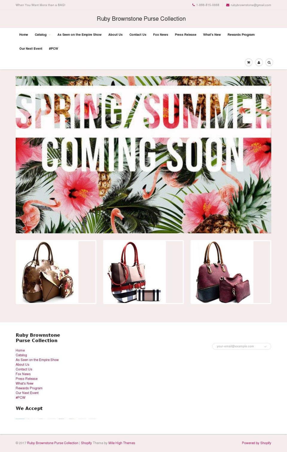 rubybrownstonepursecollection.com shopify website screenshot