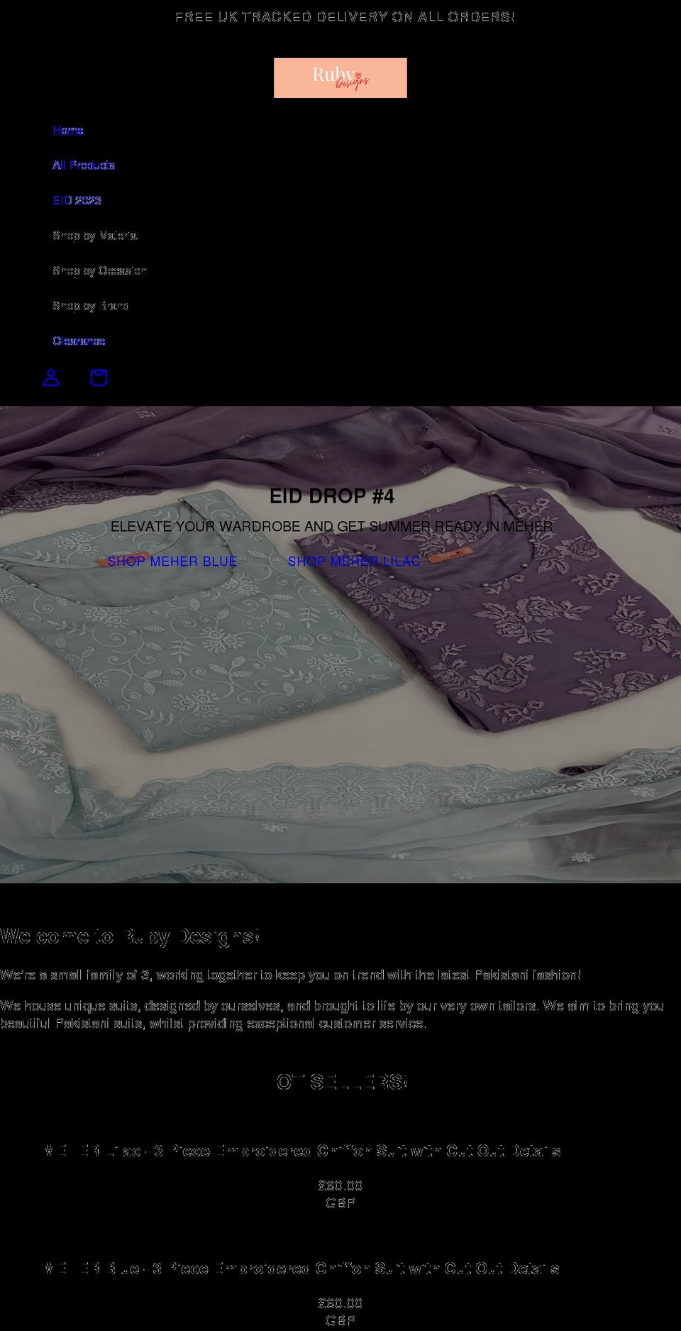 rubydesignsclothing.com shopify website screenshot