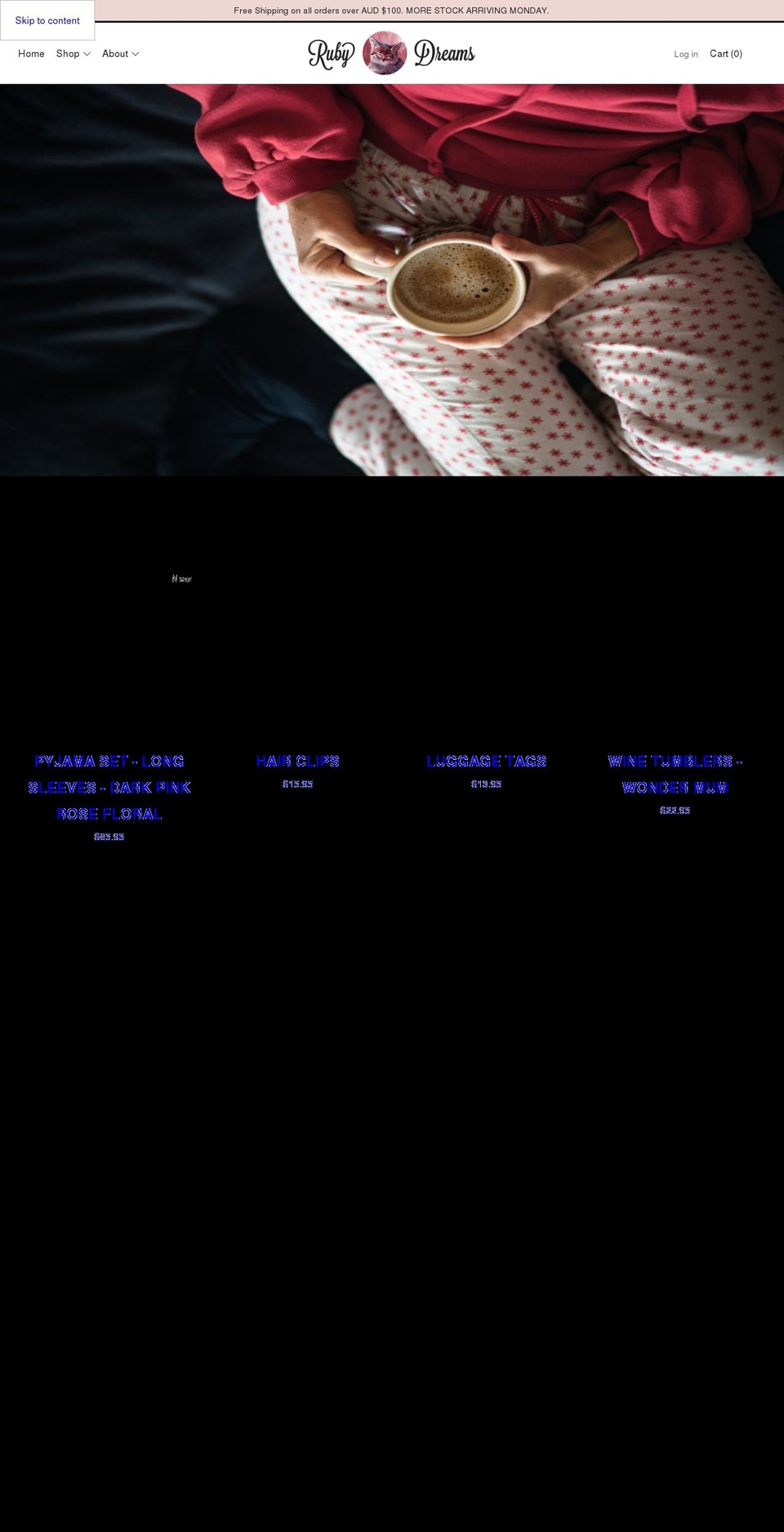 rubydreams.com.au shopify website screenshot