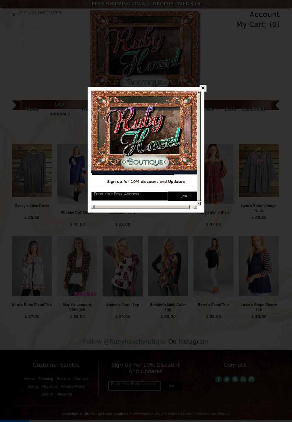 rubyhazel.com shopify website screenshot