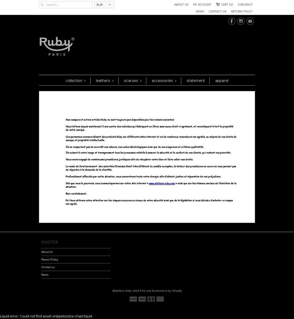 rubyhelmet.org shopify website screenshot