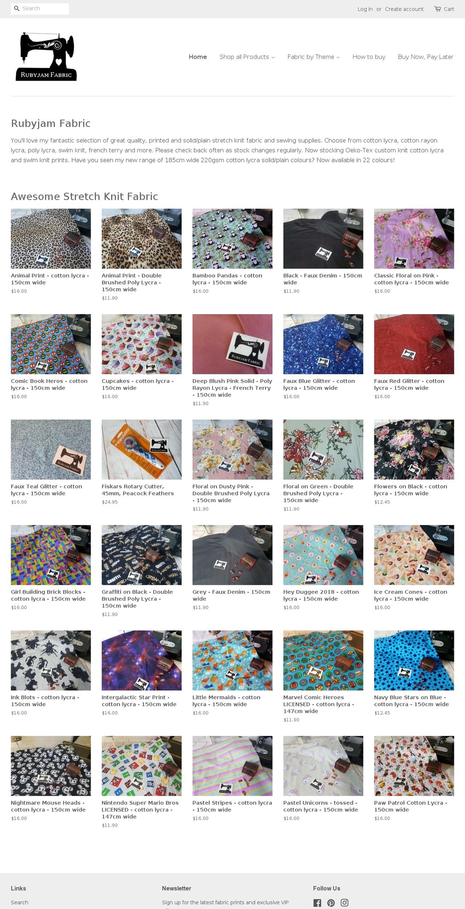 rubyjamfabric.net shopify website screenshot