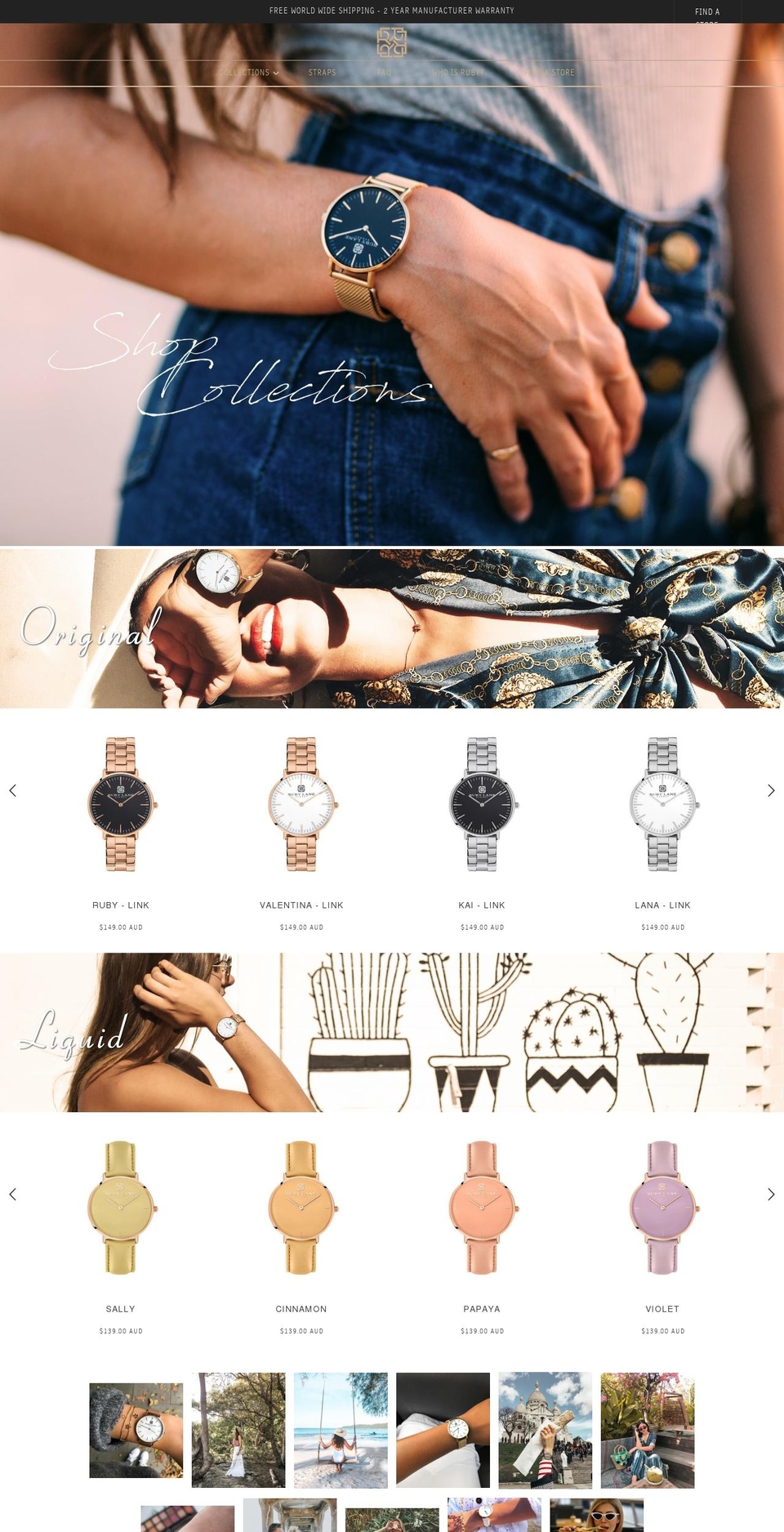 rubylanewatches.com.au shopify website screenshot