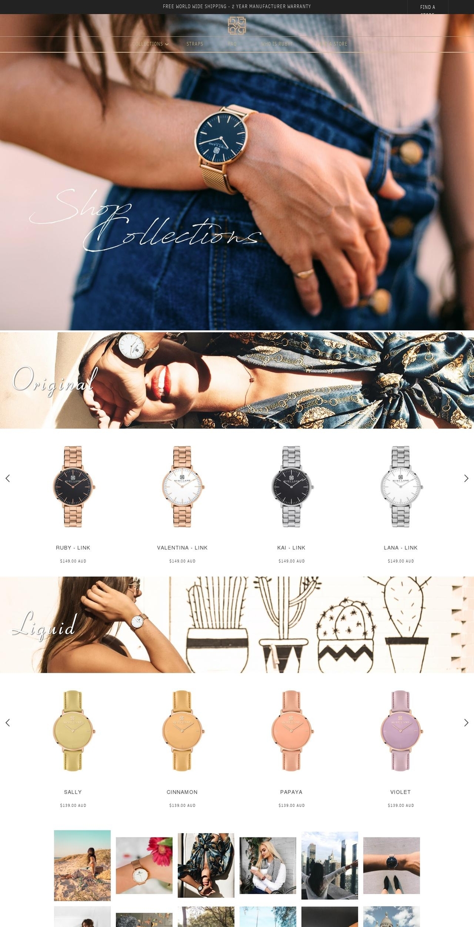 rubylanewatches.com — Shopify storefront screenshot