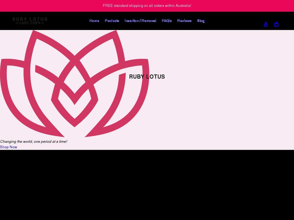 rubylotusladycups.com shopify website screenshot