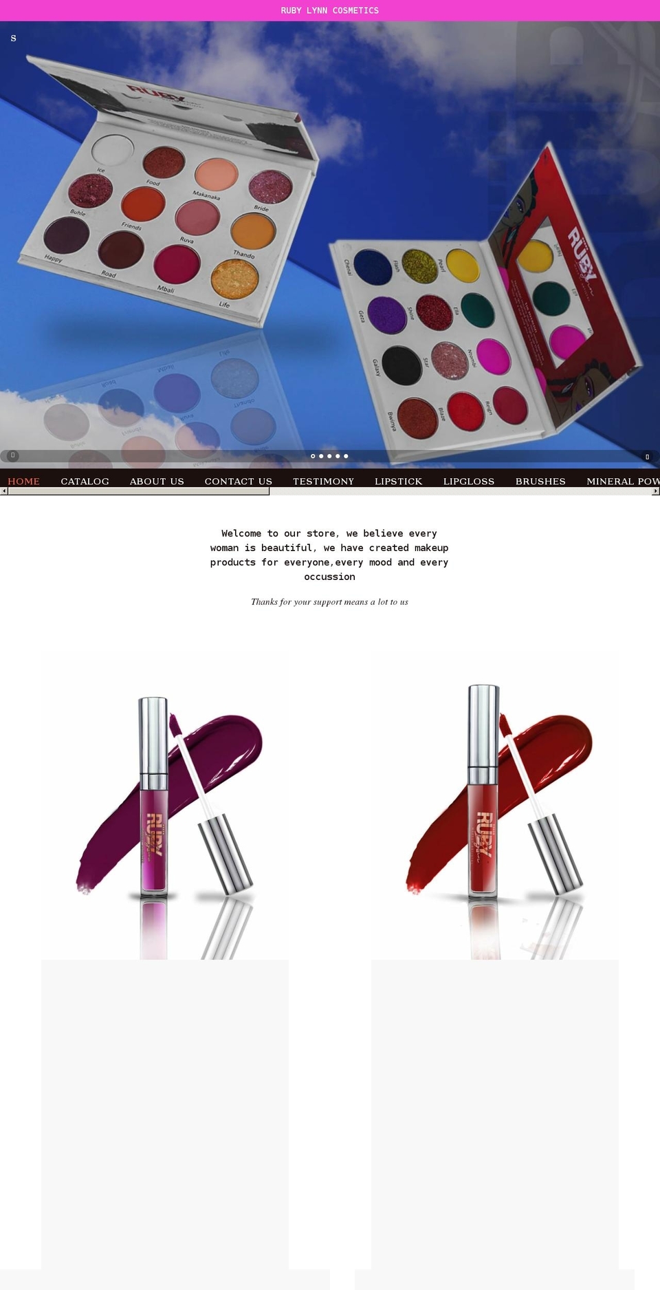 rubylynncosmetics.com — Shopify storefront screenshot