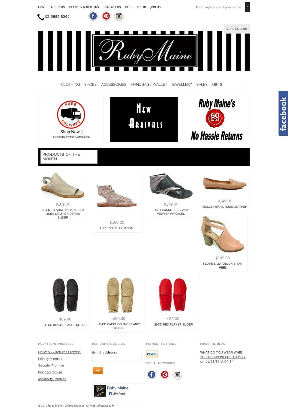 rubymaine.com shopify website screenshot