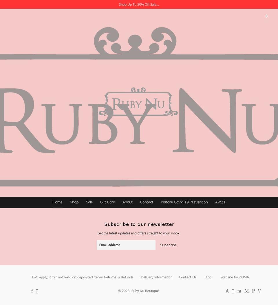 rubynu.ie shopify website screenshot