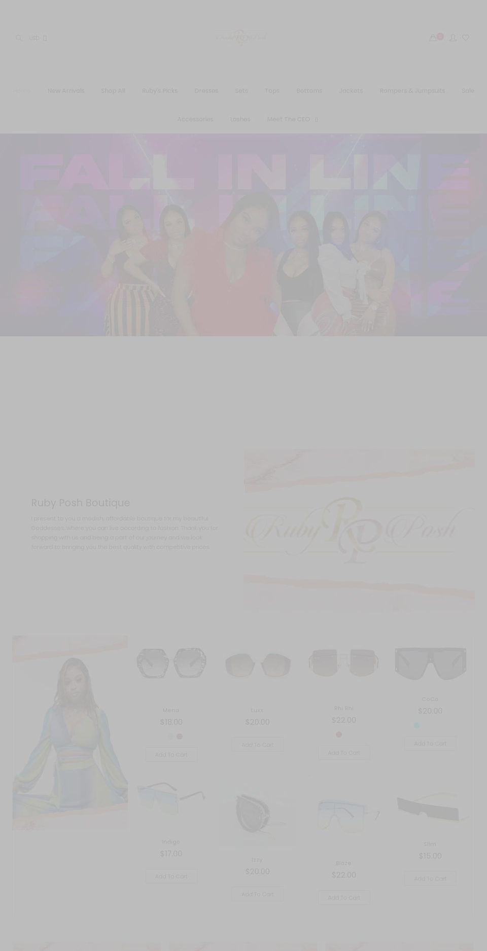 rubyposhboutique.com shopify website screenshot