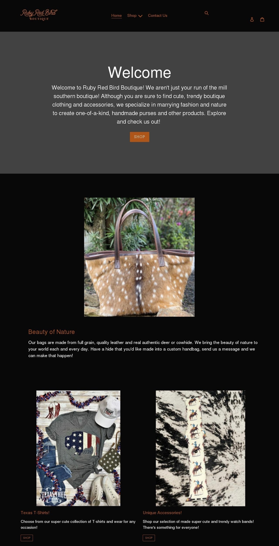 rubyredbirdboutique.com shopify website screenshot