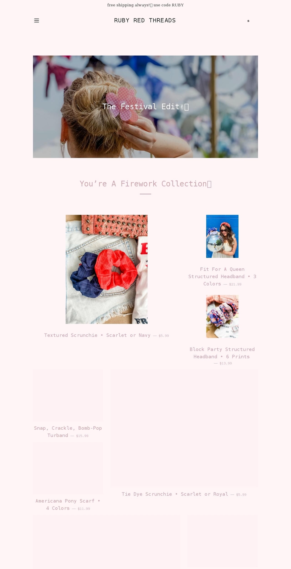 rubyredthreadshop.com shopify website screenshot