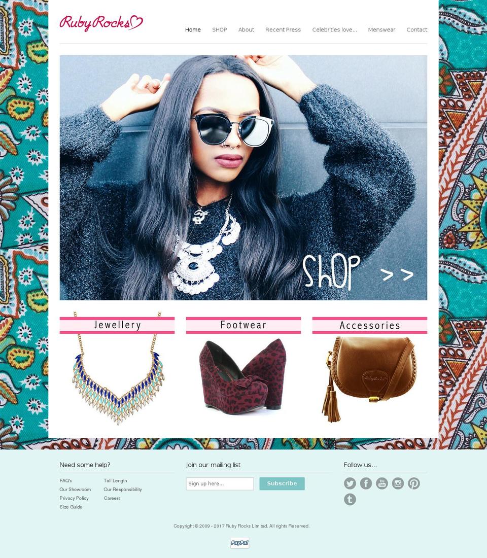 rubyrocks.com shopify website screenshot