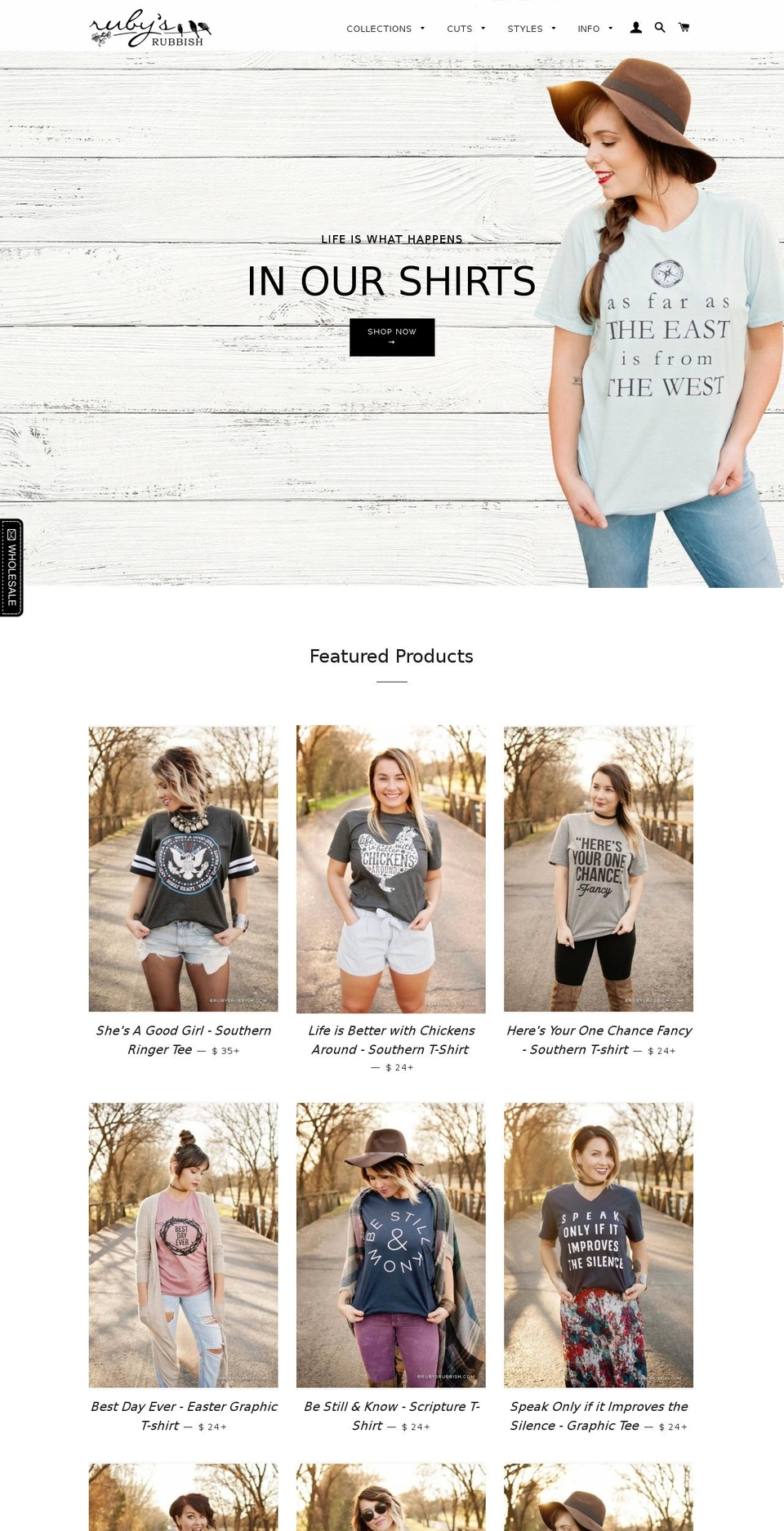 rubysrubbish.com shopify website screenshot