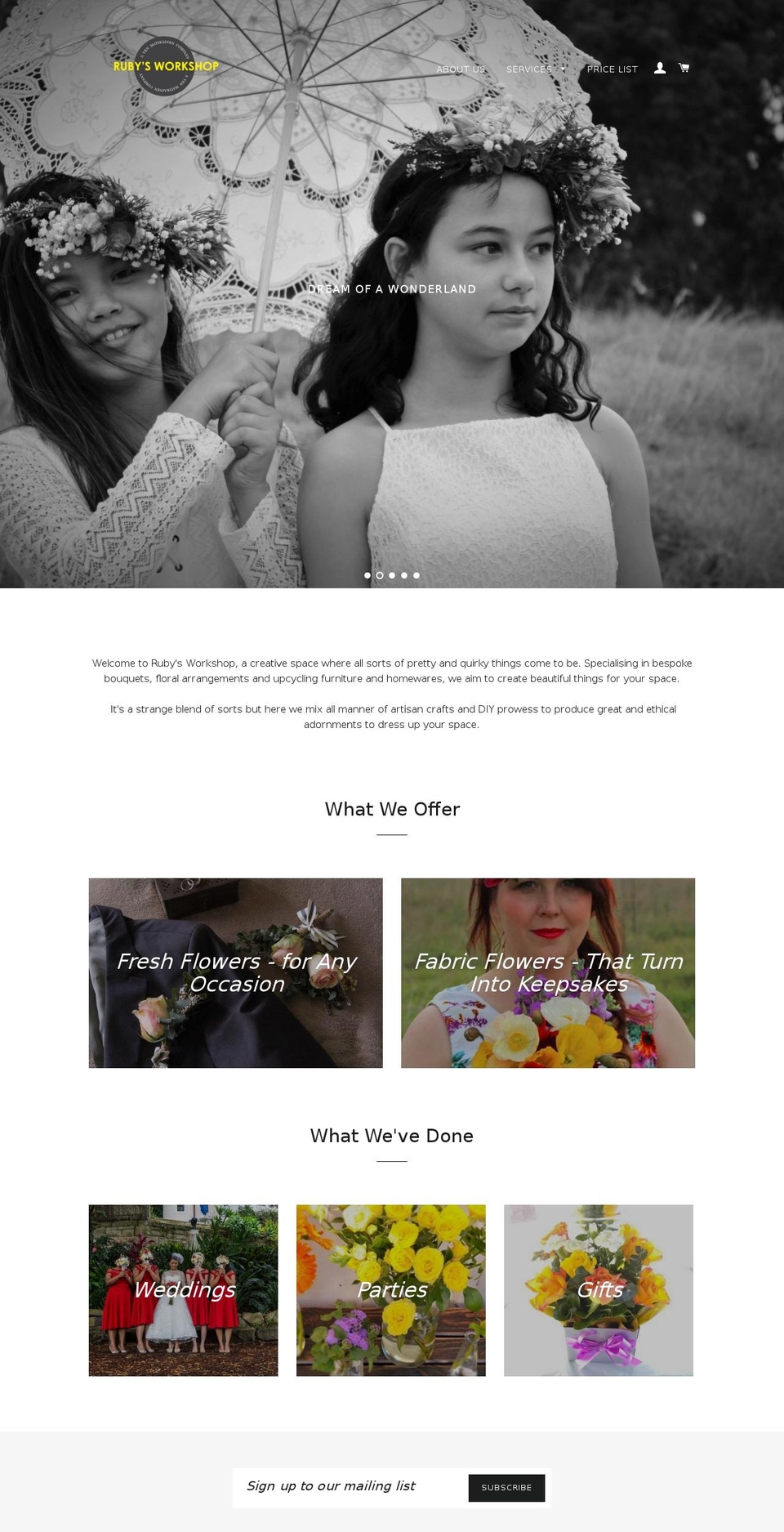 rubysworkshop.com.au shopify website screenshot
