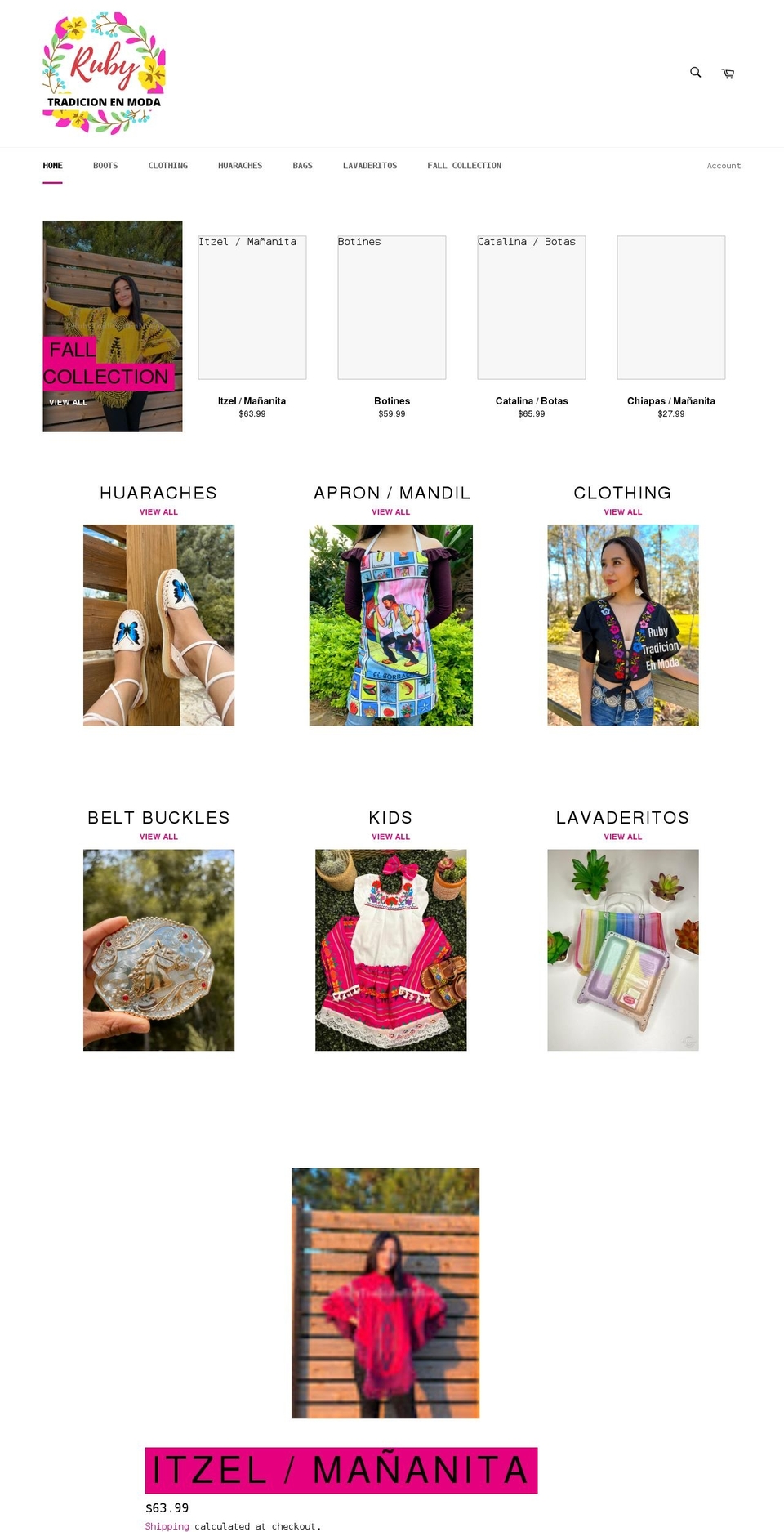rubytradicionenmoda.com shopify website screenshot