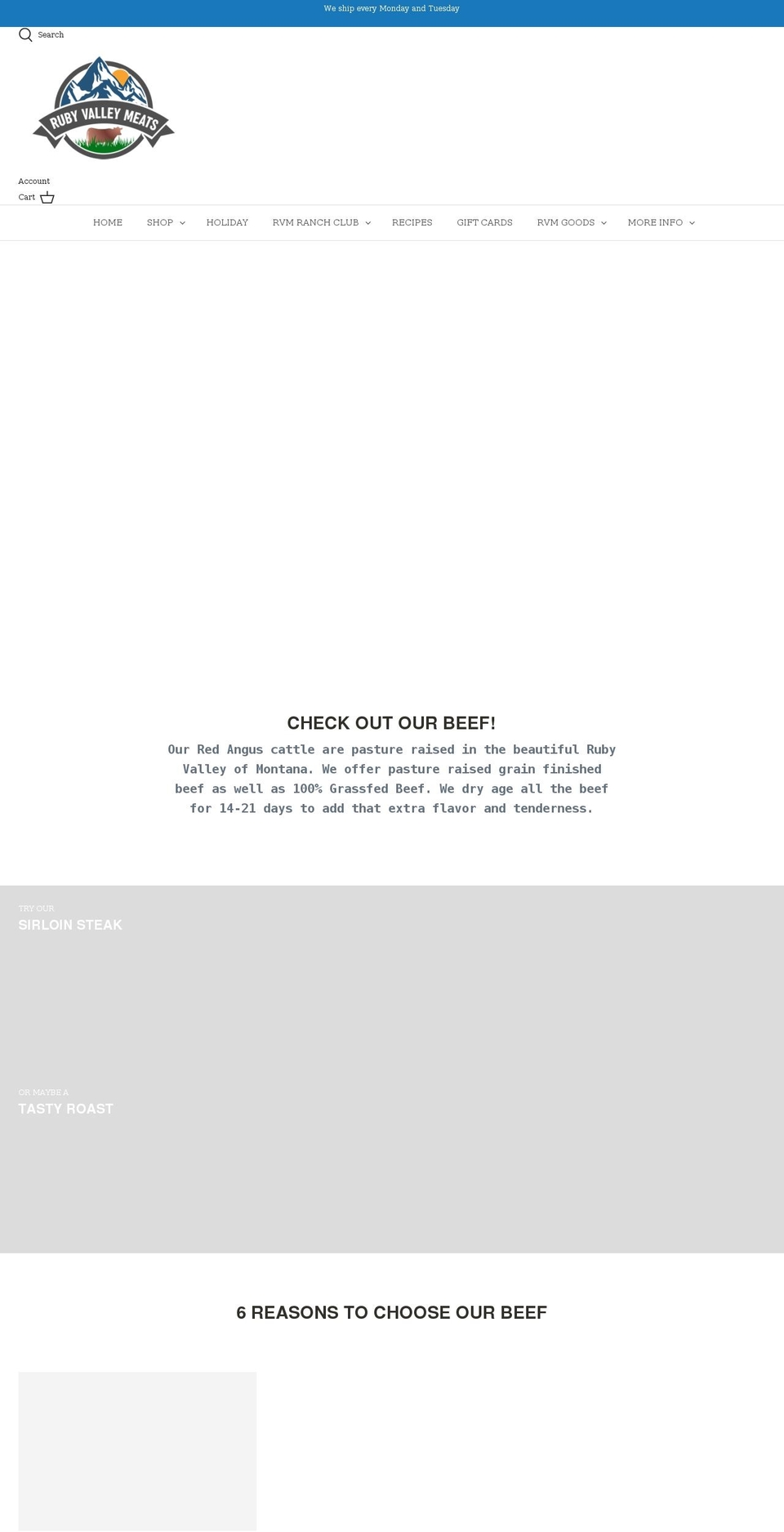 rubyvalleymeats.com shopify website screenshot