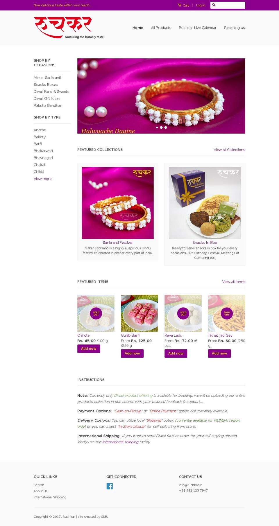 Crave Shopify theme site example ruchkar.in