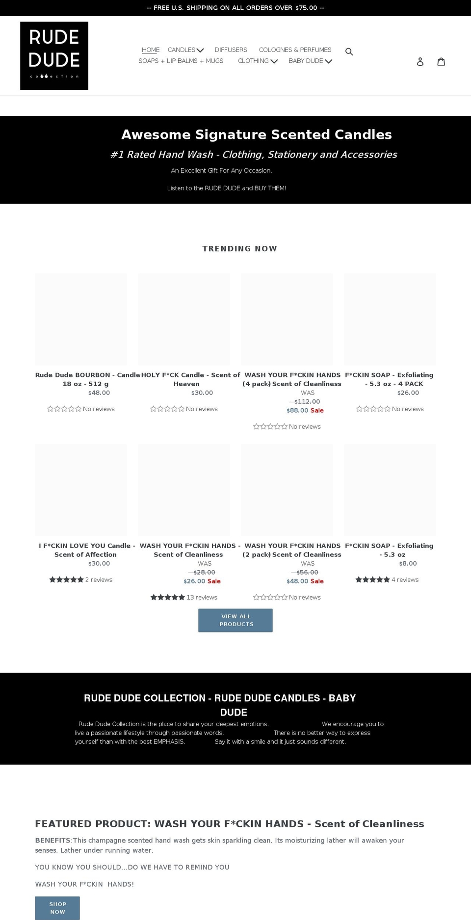 rudedudecollection.com shopify website screenshot