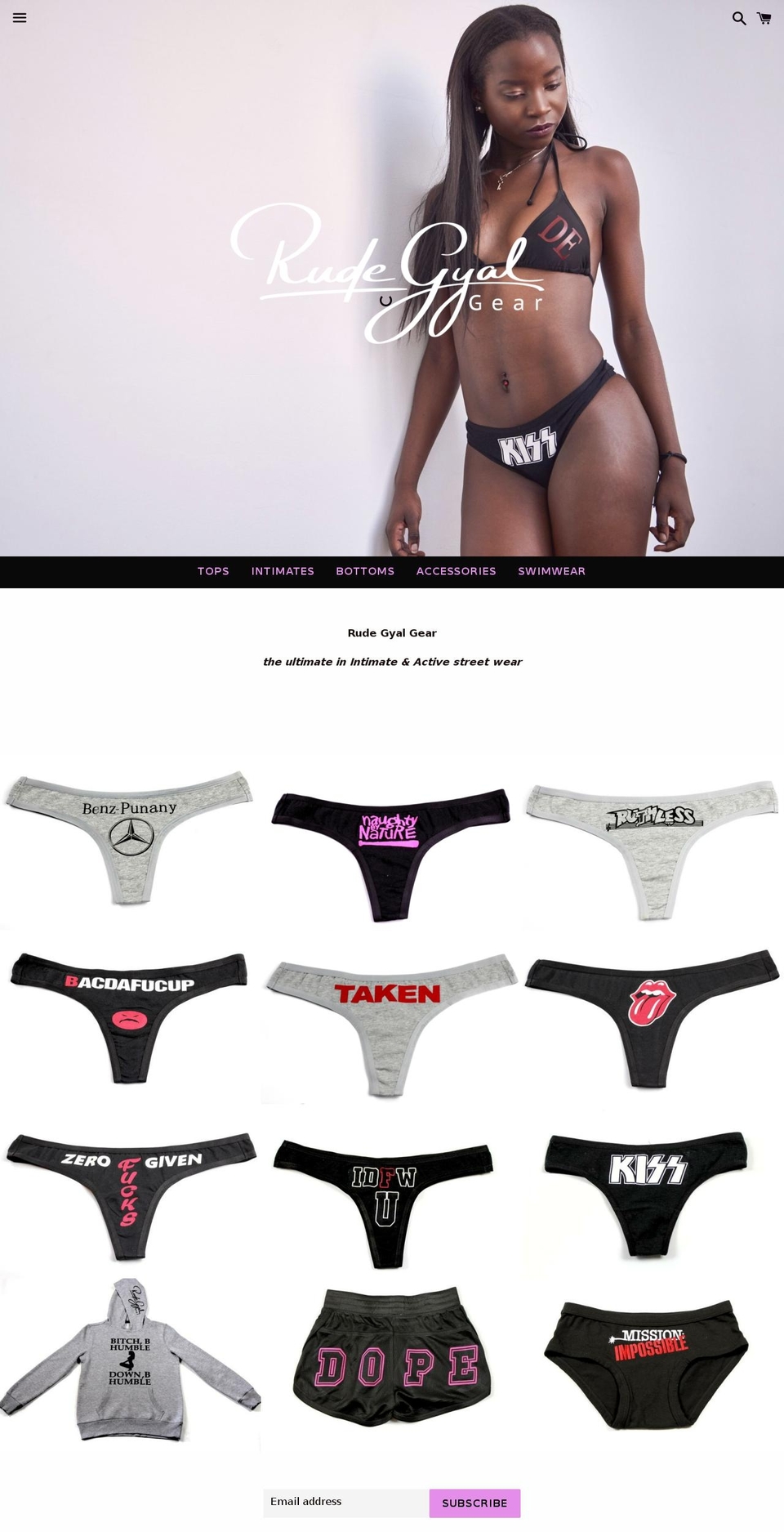 rudegyalgear.com — Shopify storefront screenshot