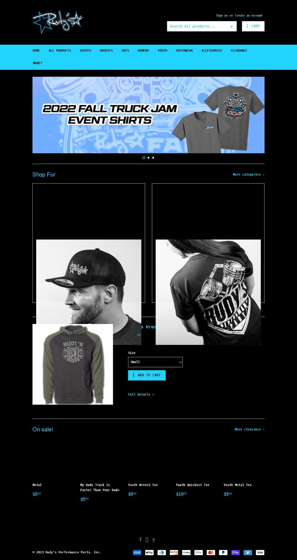 rudysgear.com shopify website screenshot