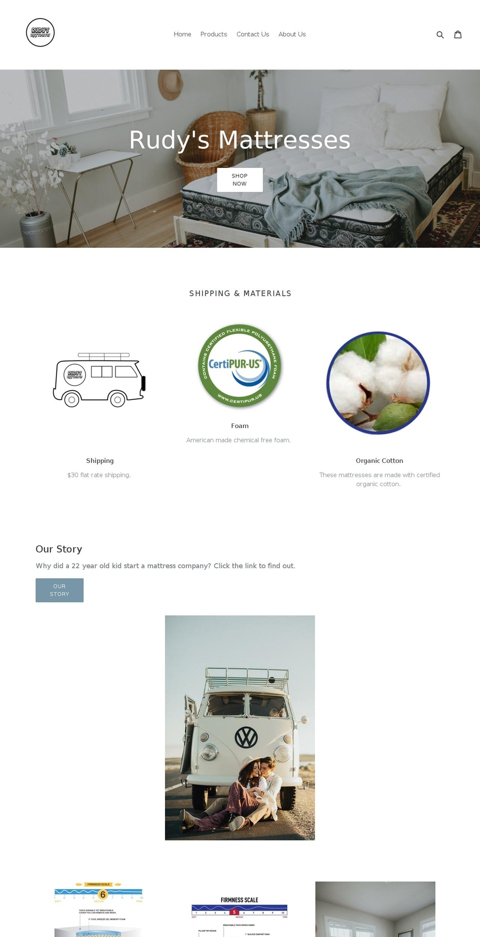 rudysmattresses.com shopify website screenshot