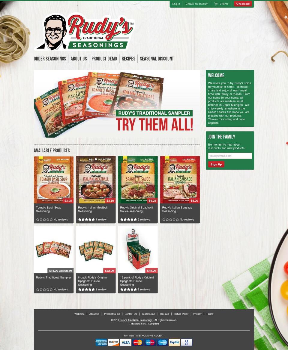 rudysspice.com — Shopify storefront screenshot
