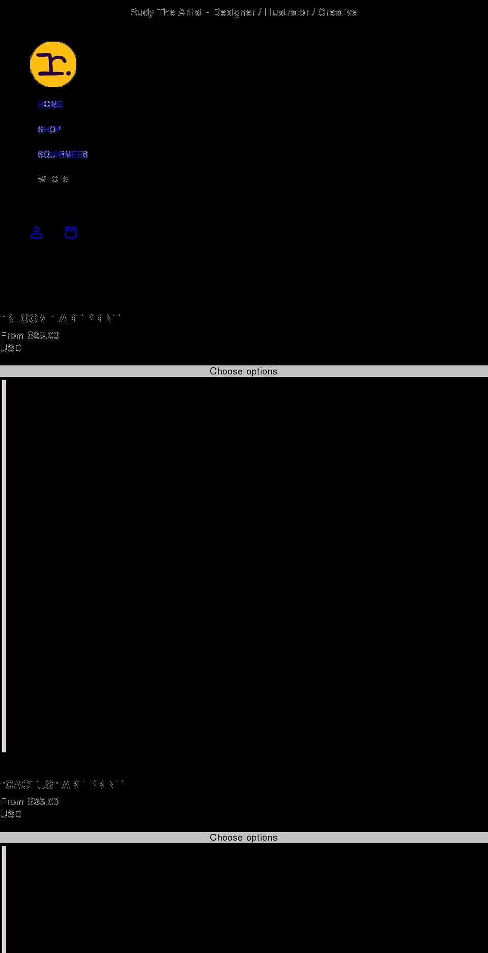 rudytheartist.com shopify website screenshot