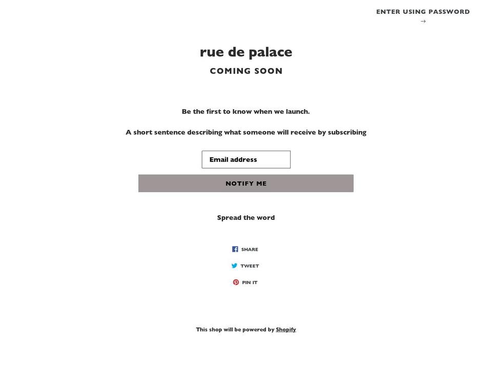 ruedepalace.com — Shopify storefront screenshot