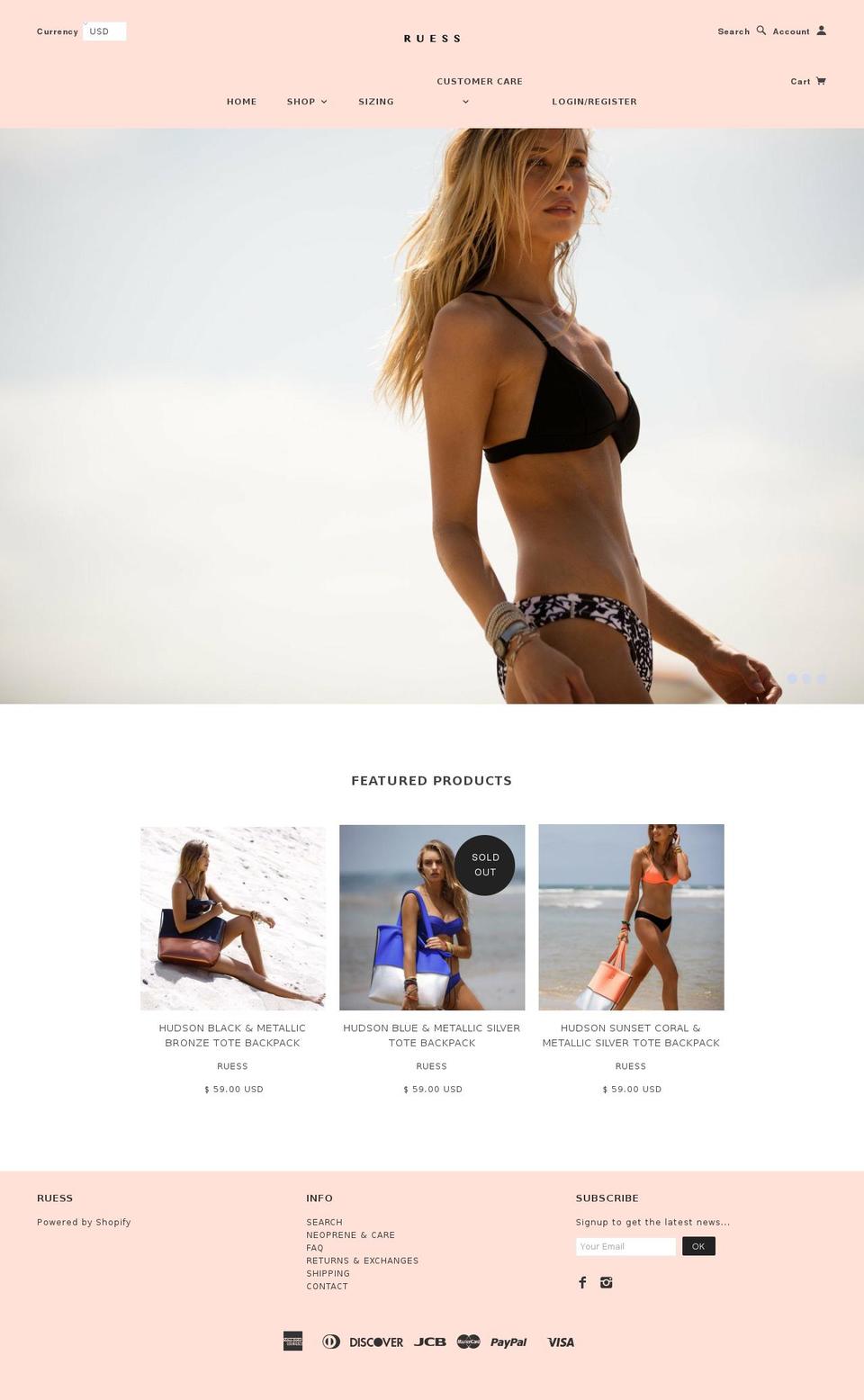 ruess-swimwear.com — Shopify storefront screenshot