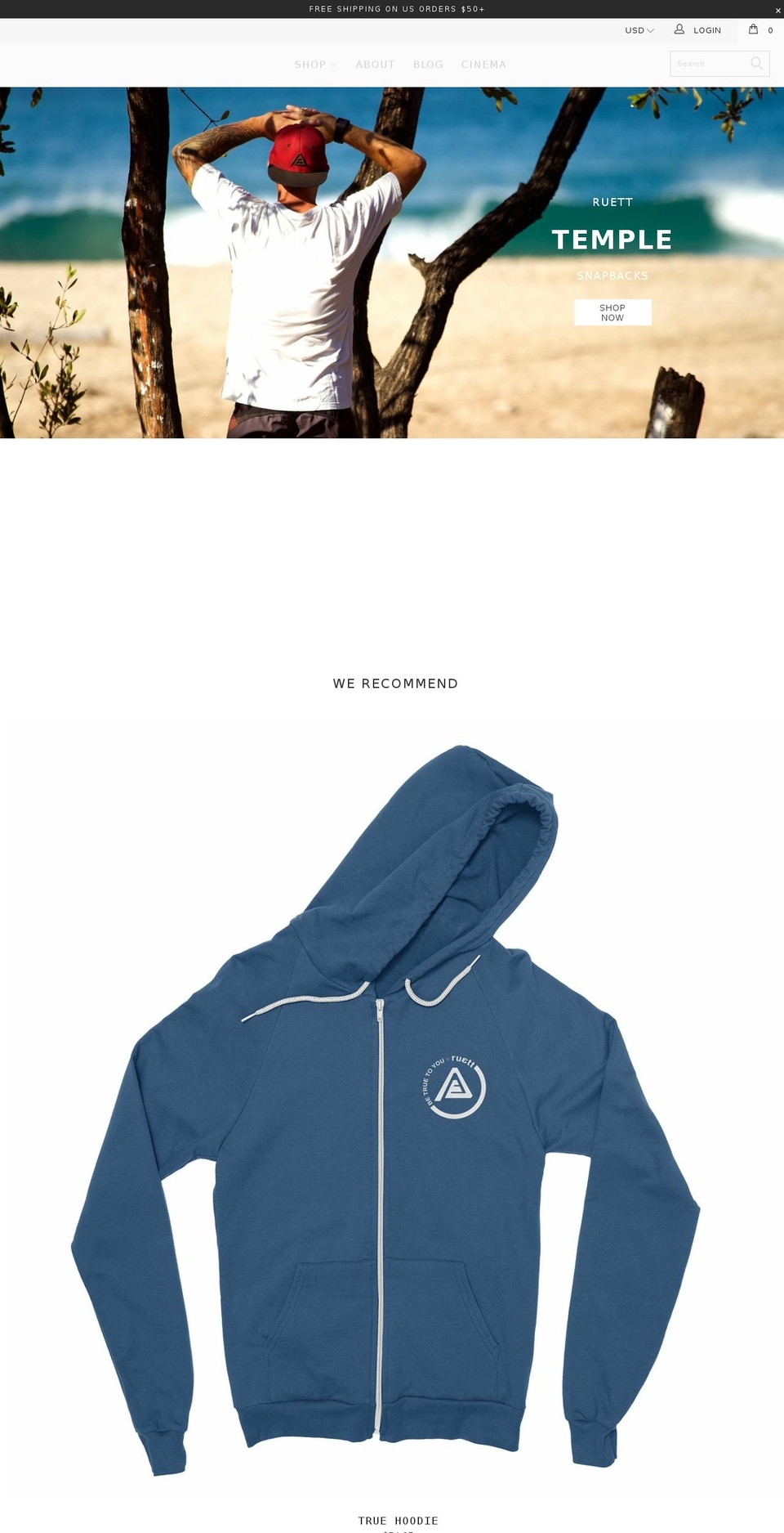 August Shopify theme site example ruettclothing.com
