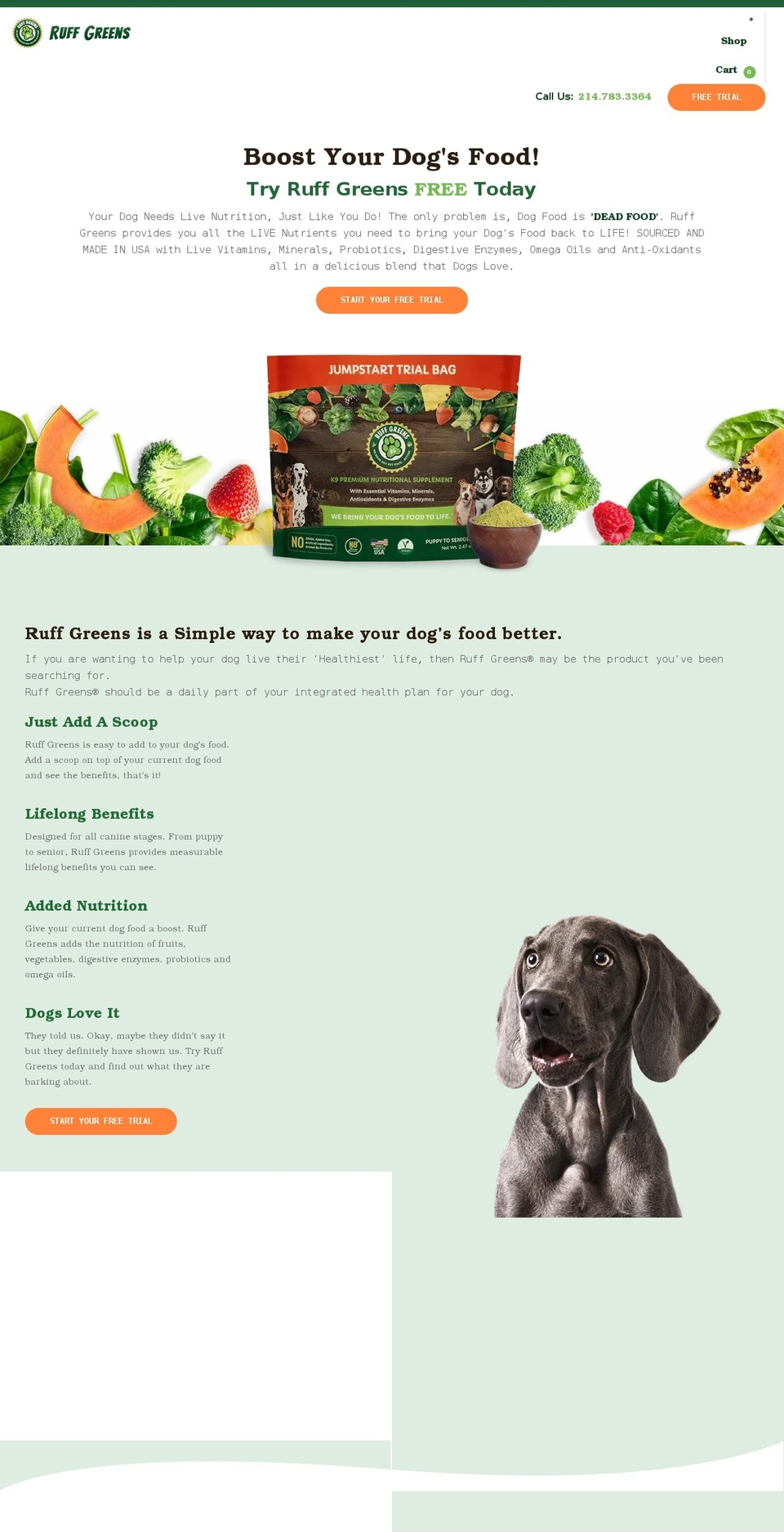 ruffgreens.com shopify website screenshot