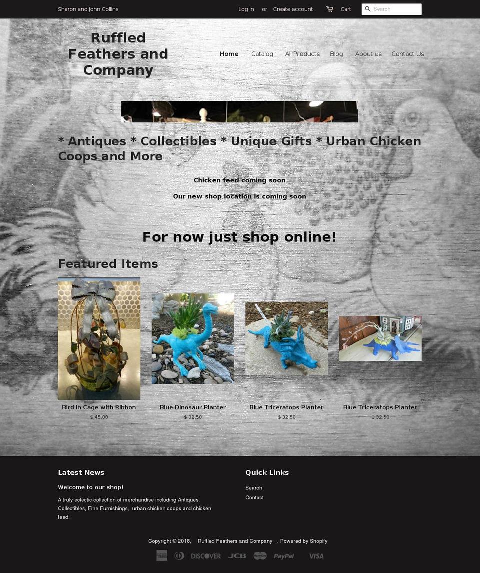 ruffledfeathersandcompany.com — Shopify storefront screenshot