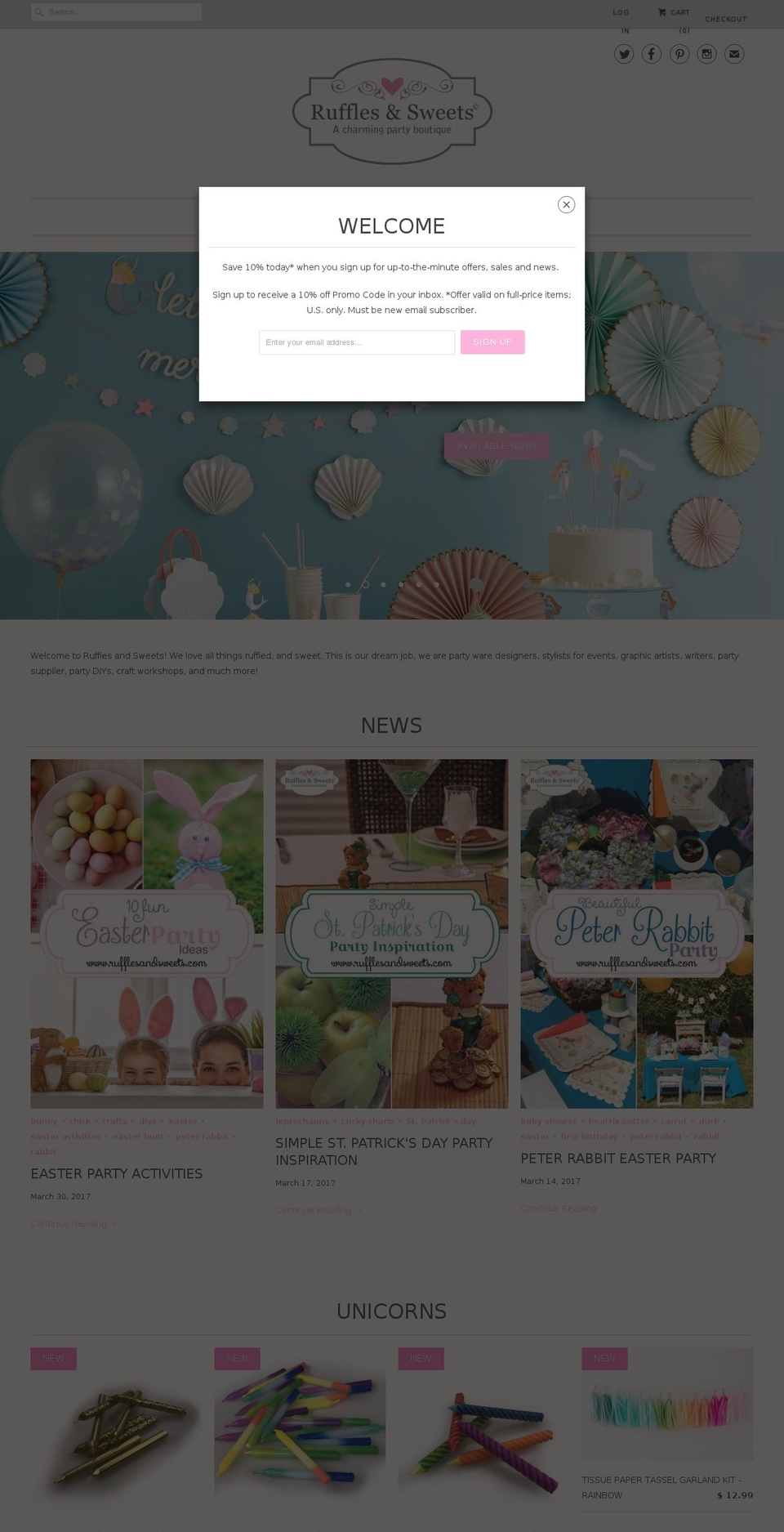 rufflesandsweets.com shopify website screenshot