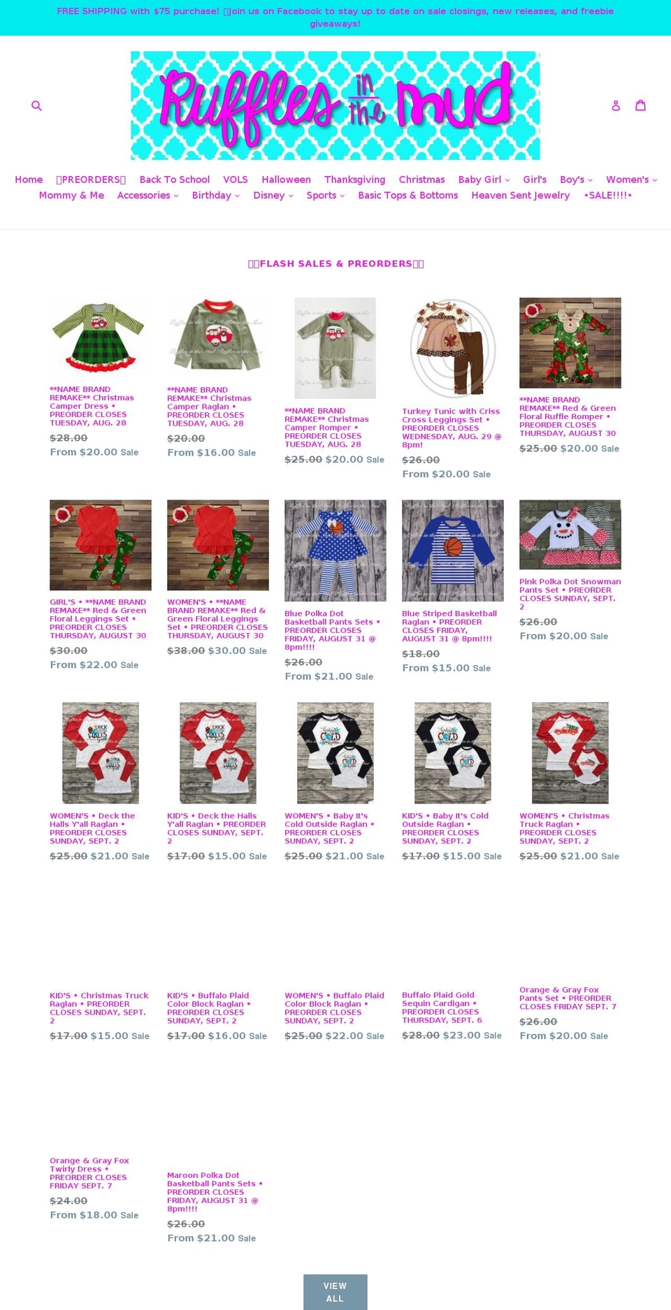 rufflesinthemud.com — Shopify storefront screenshot