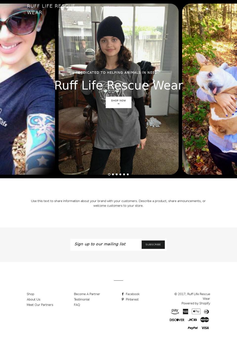 ruffliferescuewear.com shopify website screenshot