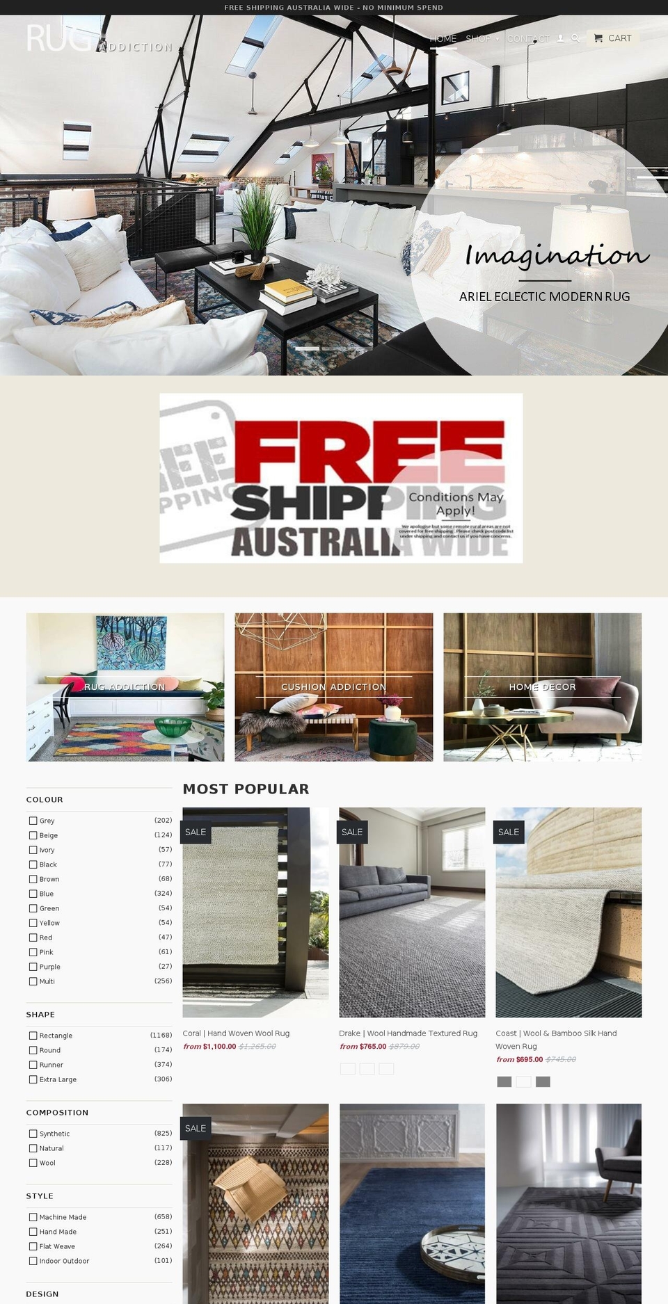 rugaddiction.net shopify website screenshot