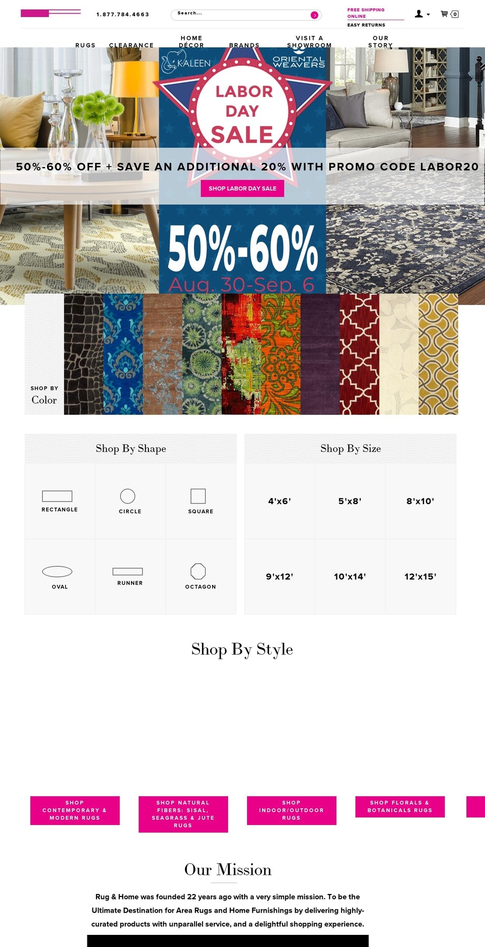 rugandhome.net shopify website screenshot