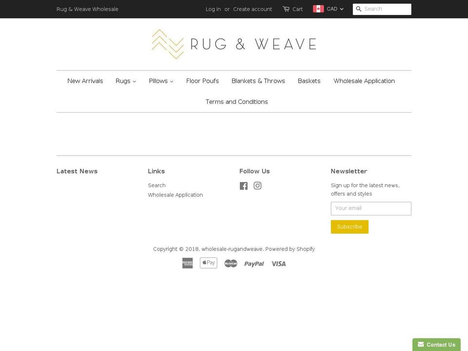 rugandweavewholesale.com — Shopify storefront screenshot