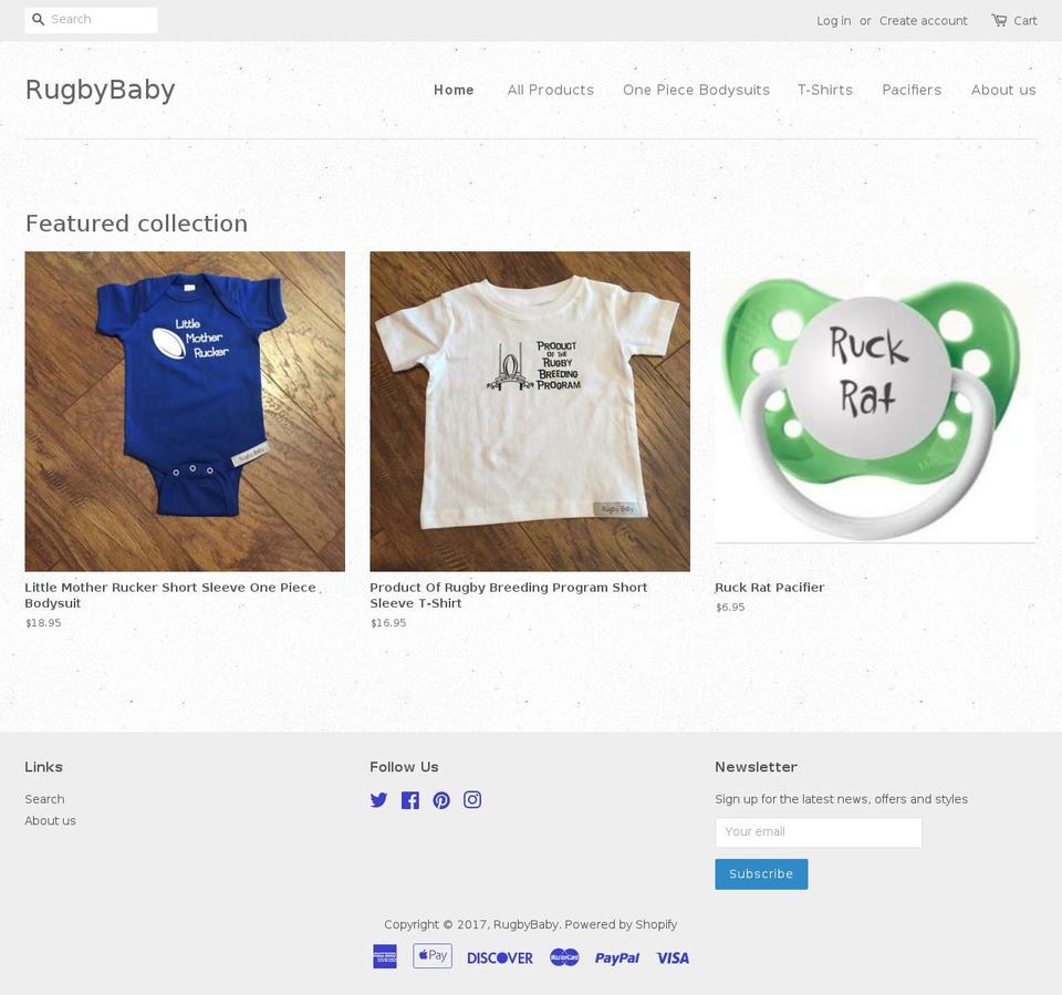 rugbybaby.com shopify website screenshot