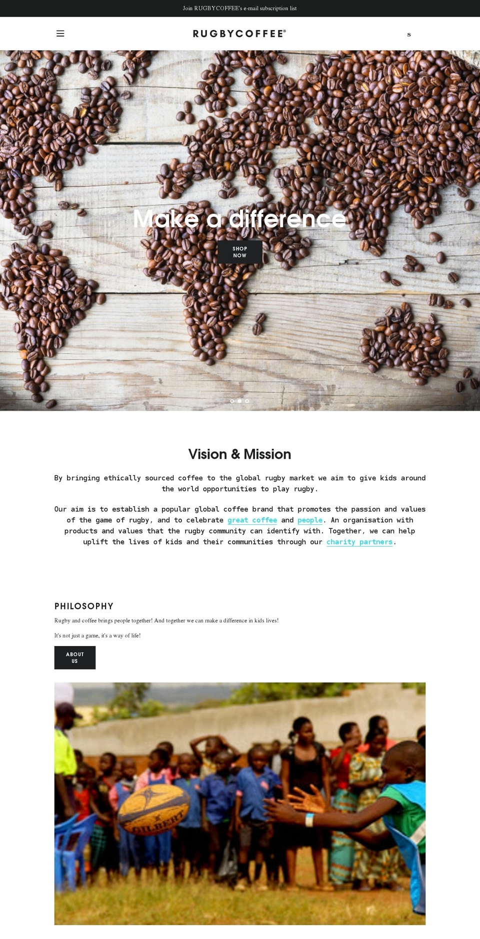 rugbycoffee.com shopify website screenshot