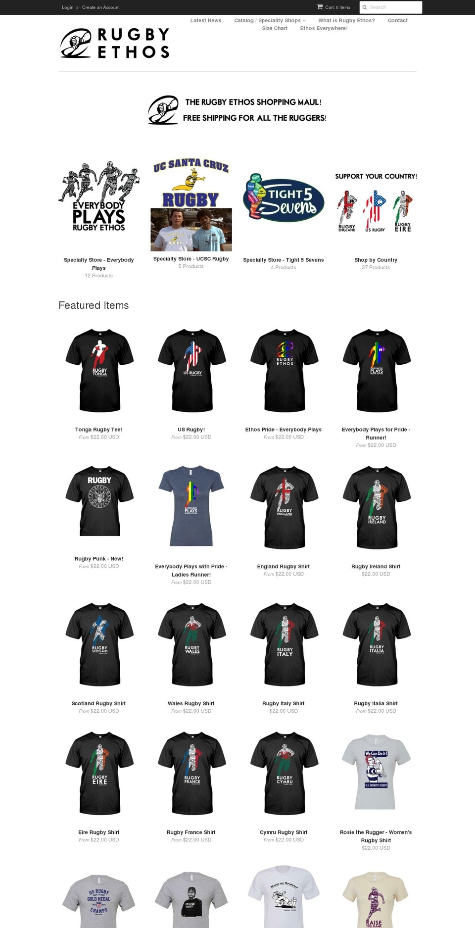 rugbyethos.com — Shopify storefront screenshot