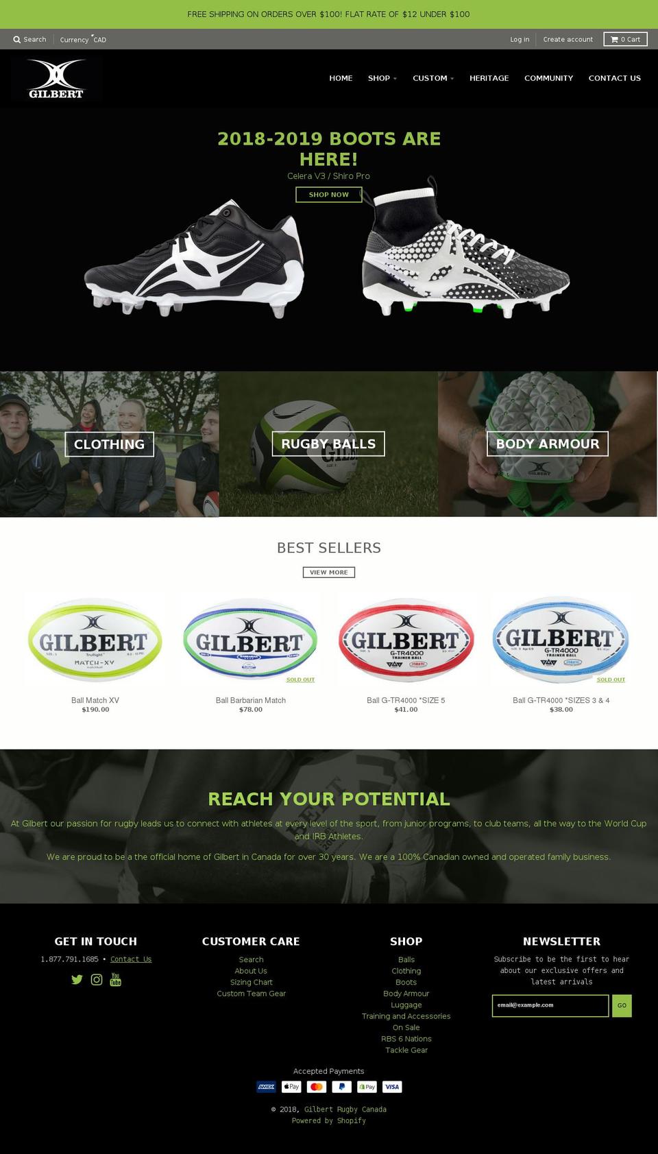 rugbystore.ca shopify website screenshot