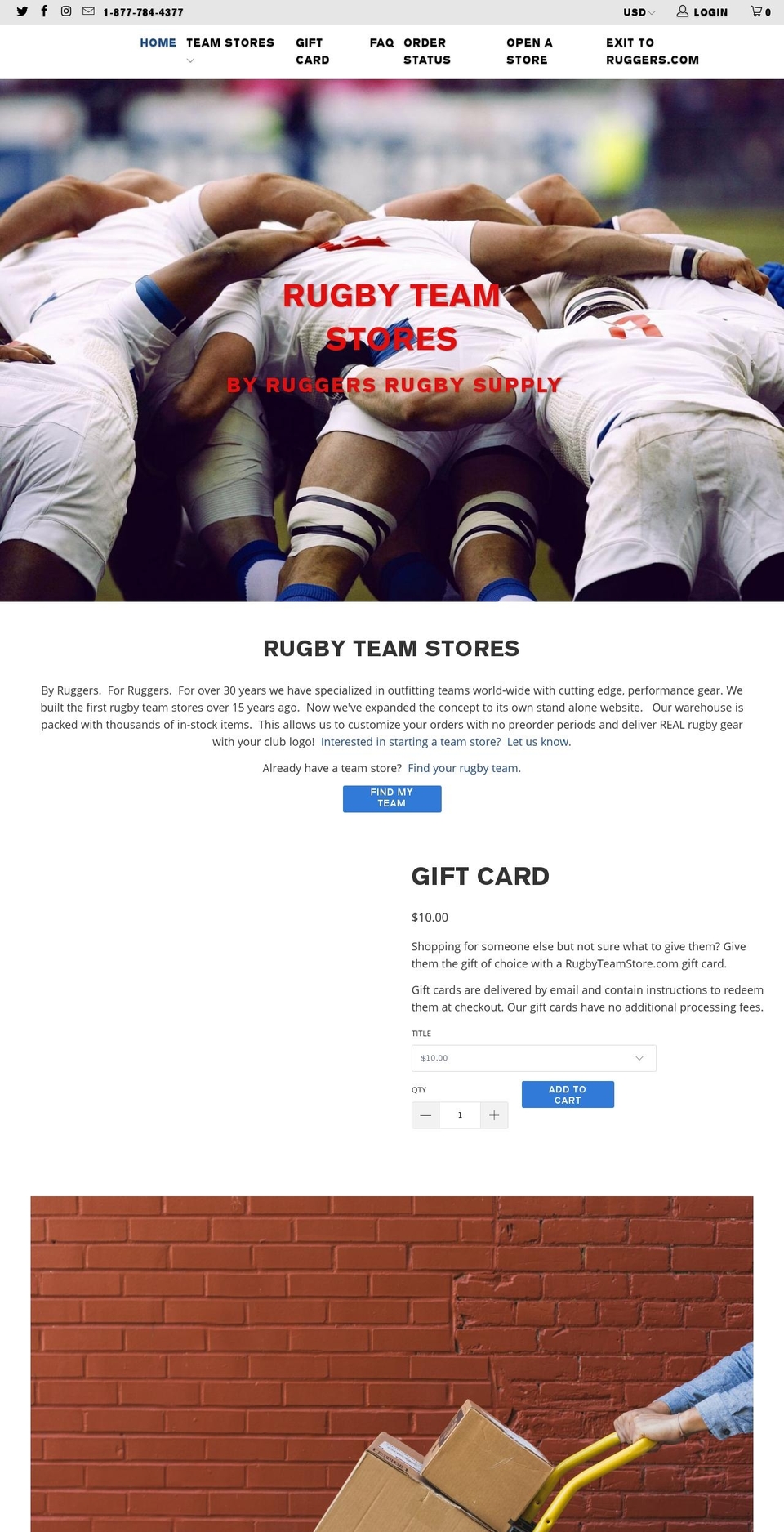 rugbyteamstore.com shopify website screenshot